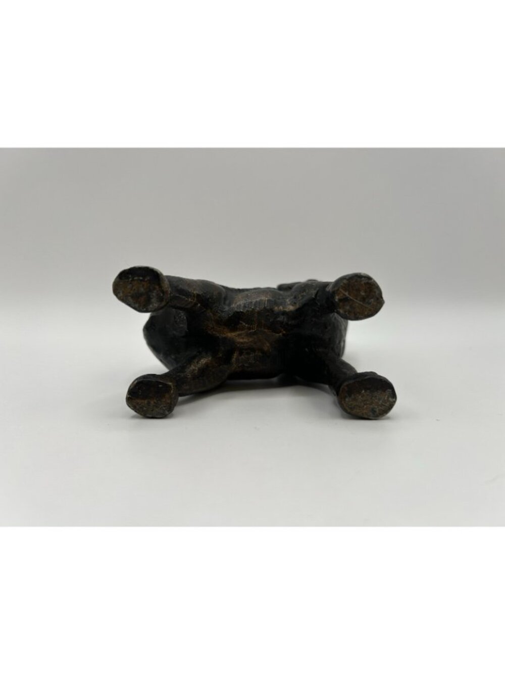 Vintage Heavy Bronze Elephant Trunk Up Open Middle Ash Tray 5“ Paperweight Desk - Picture 12 of 13